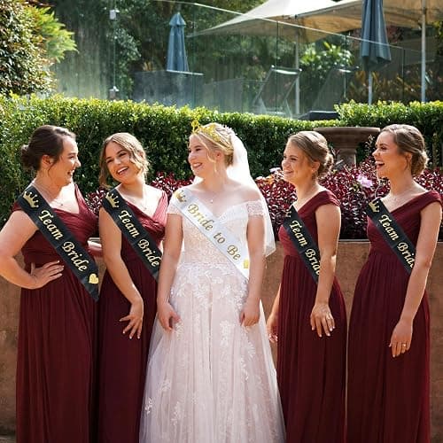 Hen Party Accessories Complete Set 47pcs - Black and Gold (10 Team Bride 1 Bride to Be Sash Straws Glasses Veil Tiara) Satin Sashes Bachelorette Parties Bridal Favours thumbnail 2
