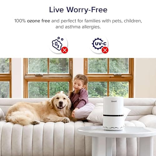 LEVOIT Air Purifiers for Home, AHAM VERIFIDE, High-Efficiency Filter for Smoke, Dust, Pollen, and Odors in Bedroom, Office, or Nursery, Optional Night Light, Quiet Operation, LV-H132, White thumbnail 5