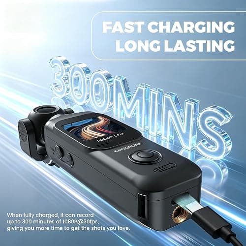 Kaysunlink 1080P Vlogging Camera with 270°Rotatable Lens, Handheld POV Pocket Camera with Touch Screen & WIFI, 5 Hours Power, One-button Recording Camcorder with 64GB Card for Daily Use, Travel, Black thumbnail 5