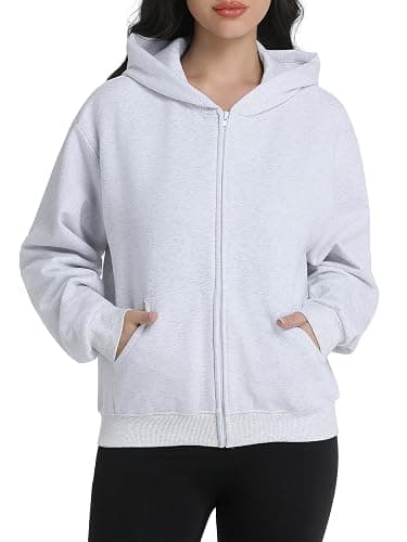 Abonlen Zip Up Hoodies for Women Fleece Jacket with Pockets Casual Sweatshirts Comfy Fall Coats - Image 1