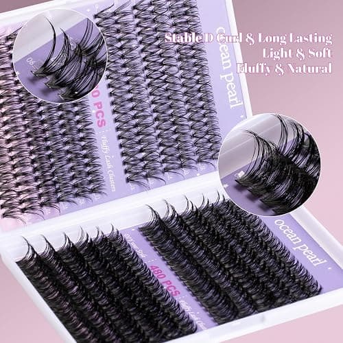 Ocean Pearl Lash Clusters 480PCS 11-20mm Individual Eyelash Extensions 30D+40D+80D+100D DIY Thick Volume Natural Lashes for Beginners at Home-4 - 480pcs 11-20mm Clusters-30D+40D+80D+100D thumbnail 4