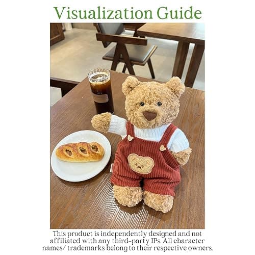 LICHADUOLE 9-12"/30cm Plush Outfit Set: Knit Sweaters + Corduroy Overalls for Medium Bartholomew Bear Doll Clothing for Fuller-Figured Teddy Bears (NO Doll) thumbnail 2