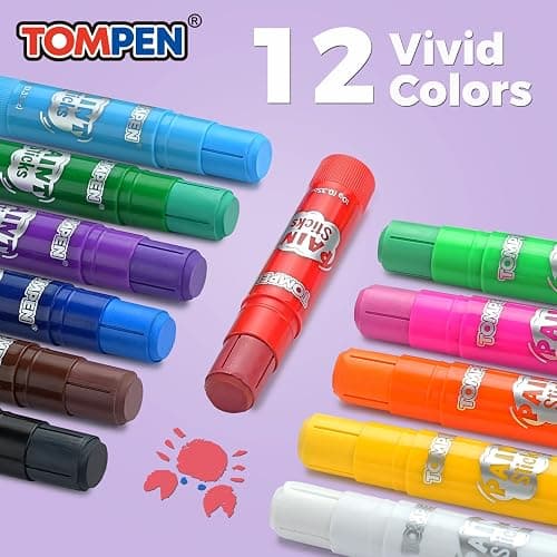 TOMPEN Tempera Paint Sticks for Kids & Artists,72 Pack 12 Vibrant Color | Non-Toxic,Quick Drying,Rainbow Colors,Washable Solid Paint Crayons,Ideal for Kids School Classroom Art Projects & DIY Crafts thumbnail 4