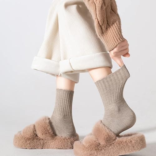 Thin Cashmere Socks, Soft Socks Women Above Crew Socks 5 Pairs Size 5-9 thumbnail 7