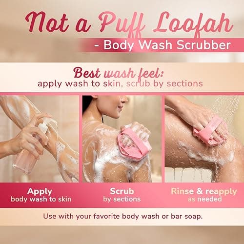 SILKLE Silicone Body Scrubber – Gentle Exfoliating Shower Scrubber for Body & Bath, Silicone Shower Brush & Loofah Alternative – Non-Slip Silicone Body Brush, Quick Dry, Hygienic - Pink thumbnail 5