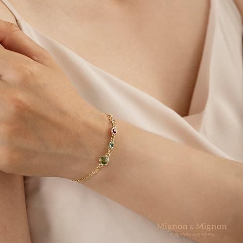 MignonandMignon Family Birthstone Bracelet for Women Custom Gift for Mom from Daughter Handmade Jewelry Birthday Gift for her – BSBR-MC thumbnail 7