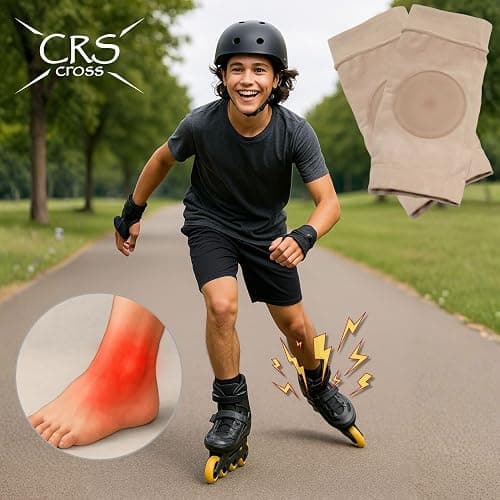 CRS Cross Ankle Malleolar Gel Sleeves. One Pair of Premium Padded Skate Socks to Cushion and Protect Ankle Bone for Figure Skating, Hockey, Inline, Roller, Skiing or Boots. (One Size Fits Most) thumbnail 5