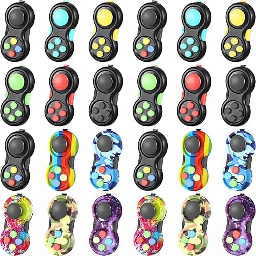 24 Pcs Pad Sensory Toys, Controller Game Pad Clicker for Adult Anxiety and Stress Relief Stocking Stuffers