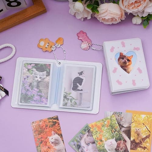 2 Pieces Photocard Binder Album, Mini Photo Album Kpop, 3 Inch Kpop Love Heart Hollow Photocard Binder, Mini Photo Card Book Holder (Style 1) thumbnail 2