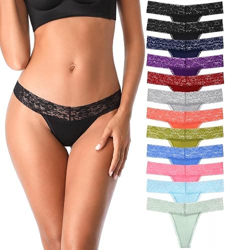 IROCUE Cotton Thongs for Women, T Back Breathable Comfort See Through Panties, Seamless Lace Pack - Image 1