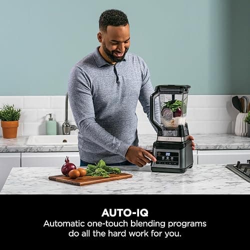 Ninja 2-in-1 Blender with 3 Automatic Programs; Blend, Max Blend, Crush, and 4 Manual Settings, 2.1L Jug & 700ml Cup, 1200W, Dishwasher Safe Parts, Auto-iQ, Black BN750UK thumbnail 4