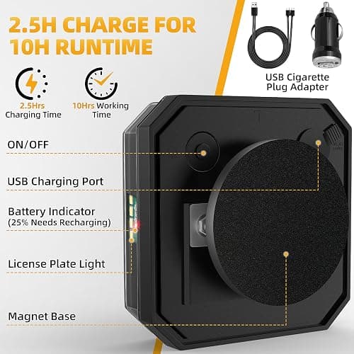 TLKTL Wireless Trailer Lights Magnetic, Wireless Tail Lights for Trailer | Rechargeable Tow Light LED Kit with Retro-reflectors for Trucks, Boat, RV, Vehicle, Caravan, IP65 Waterproof thumbnail 3