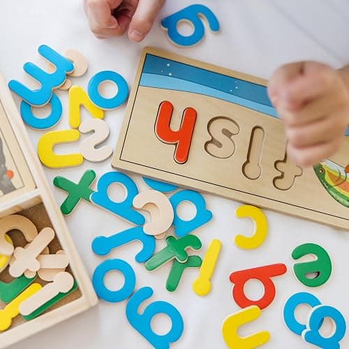 Melissa & Doug See & Spell Wooden Educational Toy with 8 Double-Sided Spelling Boards and 64 Letters Preschool Learning Activities, See & Spell Learning Toys for Kids Ages 4+ | 73 Pieces, 8 Double-Sided Spelling Boards, 64 Wooden Letters, Educational Toy, Preschool Learning Toys for Kids, Ages 3+ thumbnail 6