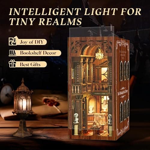 SUNNINO Book Nook Kit - DIY Miniature House Kit 3D Wooden Puzzles with LED Lights, DIY Book Nook Kits for Adults Unique Doll House Gift for Collectors Teens and Friends thumbnail 2