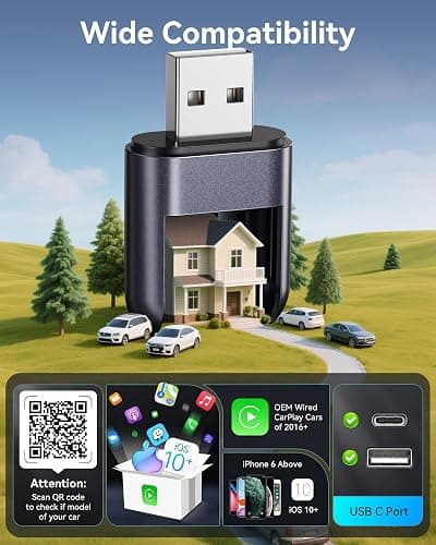 Burnt Sugar Wireless Carplay Adapter for iPhone 2026 Upgraded, Ultra-Mini USB for Apple Car Play Convert Wired to Wireless, Stable Low-Lag GPS Plug & Play for iOS 10+ & Cars from 2016+ (Bright Gray) thumbnail 5
