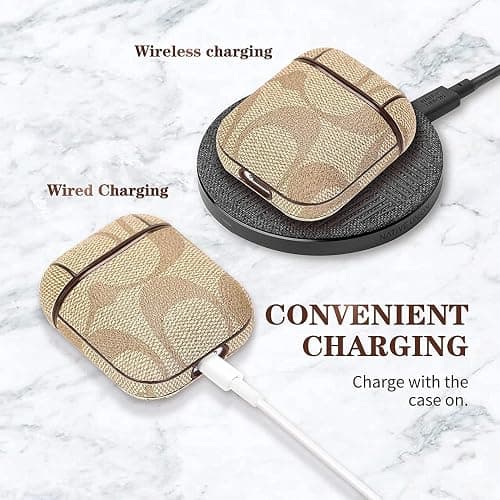 SMAIGE Design for Airpods 1&2 Case,Luxury Stylish PU Leather Airpods Case with Carabiner Anti-Slip Scratch Resistant Drop Proof Full Cover for Airpods Accessories Gifts for Women Girls thumbnail 6