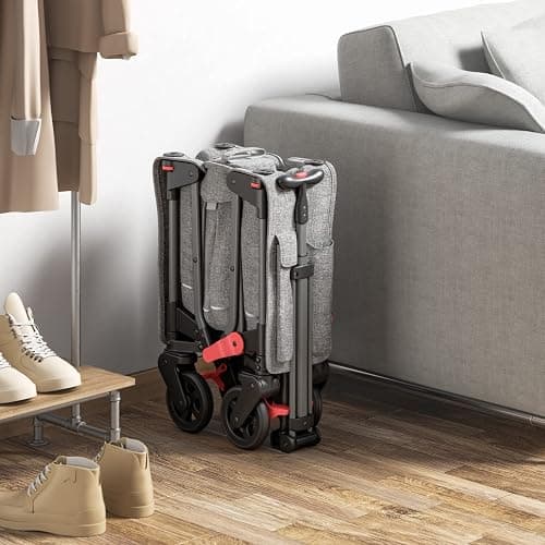 EVER ADVANCED Lightweight Foldable Travel Wagon Stroller for 2 Kids - Carry-on Airplane Size with Travel Bag - All-Terrain Wheels, 5-Point Harness - Portable Kids & Cargo Wagon for Zoo & Park thumbnail 7