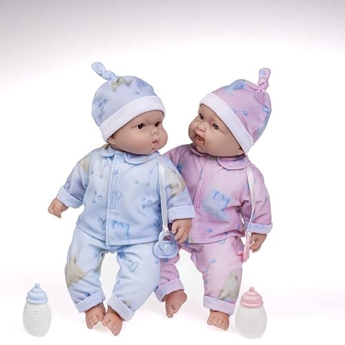 Twins 13" Realistic Soft Body Baby Dolls | JC Toys - Berenguer Boutique | Twins Gift Set with Removable Outfits and Accessories | Pink and Blue | Caucasian | Ages 2+ thumbnail 2