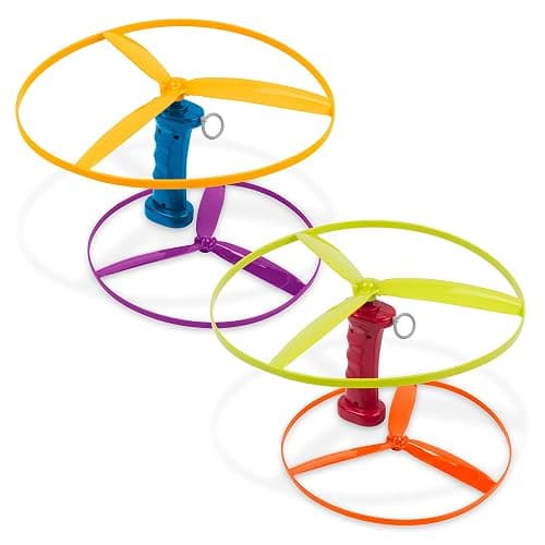 Battat - Flying Disc Launcher Toy Helicopter with 2 Launchers & 4 Discs - Screen-Free Outdoor Summer Toys for Active Play - No Batteries Required Kids Launch Game Set for Ages 3+ - Skyrocopter - Image 1