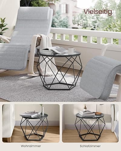 VASAGLE Couchtisch rund, 2er Set, Wohnzimmertisch, Beistelltisch, modern, abnehmbare Tischplatte, für Wohnzimmer, schiefergrau-tintenschwarz LGT040B03 - Schiefergrau + Tintenschwarz thumbnail 4