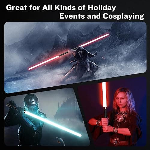 LCMAOKE 2 Pack Light Saber, 15 Colors and 4 Modes Light up Light Saber for Dueling, 2-in-1 RGB Detachable USB Charge, Gifts Toys for Adults Birthday Christmas Thanksgiving thumbnail 7