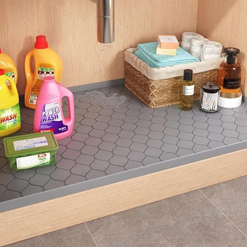 Winisok Silicone Under Sink Mat 34" x 22", kitchen Essentials and Gadgets, Shelf liner and Cabinet Protector, Home Organizers and Storage, Waterproof Bathroom Tray thumbnail 2
