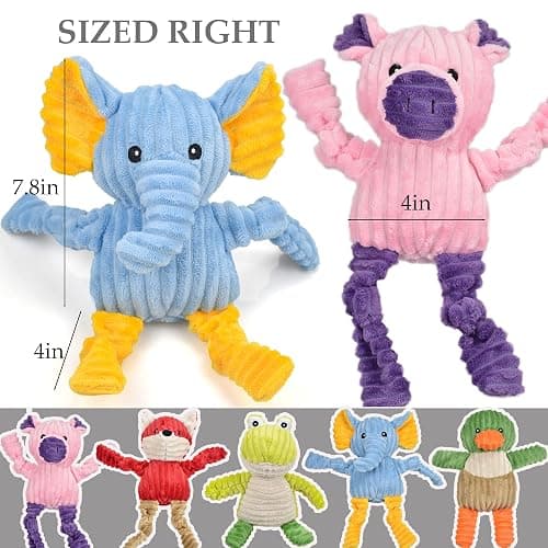 LECHONG 5 Pack Tough Dog Toys Stuffed Squeaky Dog Toys Assortment Plush Animal Dog Toy Value Bundle Puppy Pet Dog Toys for Small Medium Large Dogs thumbnail 2