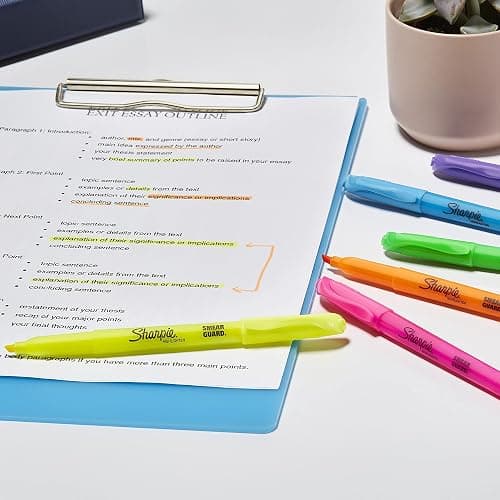 Sharpie Pocket Highlighters, Chisel Tip, Quick Dry, Assorted Fluorescent Colors, 12 Count - For Studying, Note-Taking, School, College, Office, Student & Teacher Supplies thumbnail 2