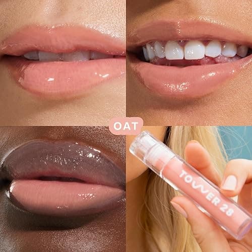 Tower 28 ShineOn Lip Gloss Jelly - Hydrating Tinted Lip Balm + Milky Gloss for Sensitive Lips - Non-Sticky + High-Shine Jelly Formula with Nourishing Oil Blend - Oat - Peachy Pink (0.13) thumbnail 2