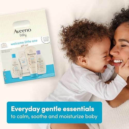 Aveeno Baby Welcome Little One Gift Set, Skincare Set with Nourishing Body Wash & Shampoo, Calming Bath Wash, All Over Wipes, Daily Moisturizing Lotion, & Balm, 5 Items thumbnail 6