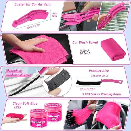 38PCS Car Detailing Kit Interior Cleaner with High Power Handheld Vacuum, Car Wash kit with Detailing Brush Set,Car Interior Detailing Kit,,Pink Car Accessories for Motorcycle,Cars,Gift for Women thumbnail 6