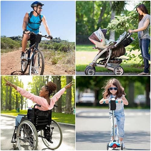 WUVOP Bike Cup Holder, Water Bottle Holder Handlebar with Mesh Pockets, Universal Cycling Bicycle Water Bottle Drink Cup Cage for Cruiser, Scooter, Mountain, Road Bike, Wheelchair thumbnail 7
