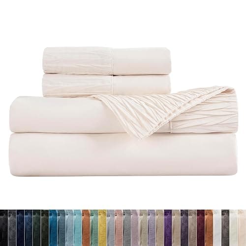 Bedsure Twin XL Sheets Dorm Bedding - 3 Pieces Soft Extra Long Twin Sheets, Breathable & Cooling Bed Sheets Set, Oeko Tex, Easy Care Microfiber for Women, Men, Cream thumbnail 8