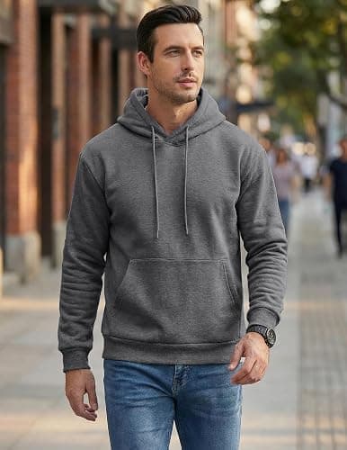 JMIERR Mens Casual Cotton Hooded Collar Drawstring Hoodies Pullover Sweatshirts Casual Long Sleeve Shirts thumbnail 4