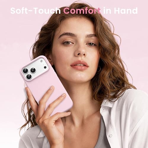 GONEZ Magnetic for iPhone 17 Pro Case, [Compatible with MagSafe] Anti-Scratch Microfiber Lining & Screen Protector, Silicone Camera Control, Shockproof Slim Phone Cover 6.3 inch, Pastel Pink thumbnail 6