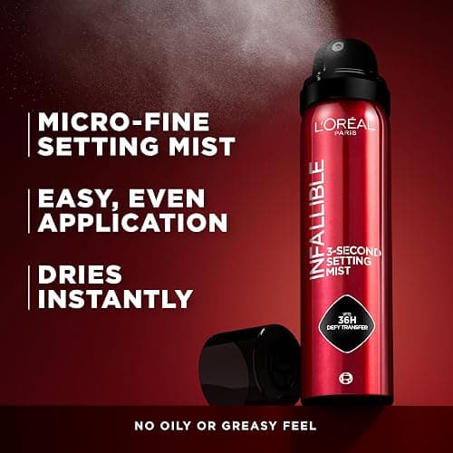 L'Oreal Paris Infallible 3-Second Setting Spray Mist, Microfine Mist for up to 36HR Wear, Clear, 1.76 oz thumbnail 4