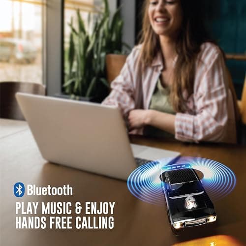 QFX Bluetooth 1968 Retro Muscle Car Replica Speaker, Dual 2-inch Speakers, Hands Free Link, Built-in Microphone, FM Radio and LED Party Lights, Black - BT-1968-BLK | Dual 2" Speakers, Hands-Free Link, Built-In Microphone, FM Radio, LED Party Lights thumbnail 6
