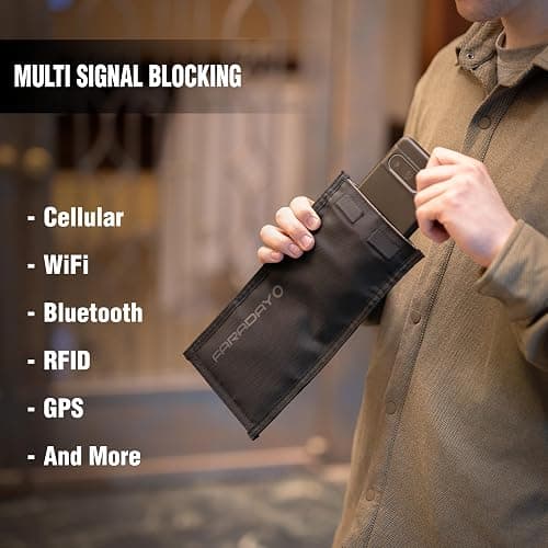 Faraday Defense Faraday Bag Jacket Pro for Phones | Magnetic Closure, Shielding - Law Enforcement & Military, Travel & Data Security, Privacy, Anti-Tracking Anti-Hacking Black (Phone Vertical) thumbnail 3