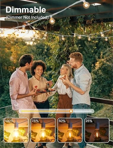 Brightown 25 Feet LED Outdoor String Lights with Shatterproof G40 Edison Bulbs, Connectable and Weatherproof Strand, Commercial Grade Patio Lights for Backyard Garden Patio Decorative, White - White - LED - 25ft - Patio Lights thumbnail 4