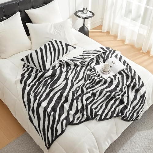 Snuggle Sac Zebra Blanket Black Zebra Print Blanket Ultra Soft Reversible Zebra Throw Blanket for Couch, Sofa & Bed, 50x60 inches thumbnail 5