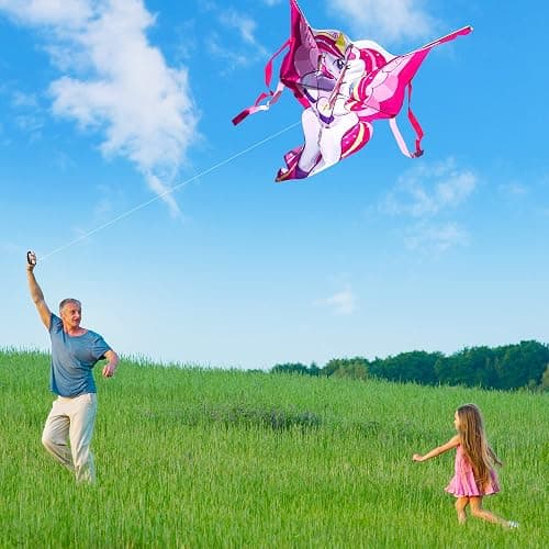 JOYIN 43.3'' Giant Unicorn Kite Easy to Fly for Kids and Adults with 262.5 ft String, Large Beach Kite for Outdoor Games and Activities thumbnail 4