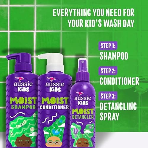 Aussie Kids Hair Care Bundle Set Including: Shampoo (16 Fl Oz), Conditioner (16 Fl Oz) & Detangler Spray (8 Fl Oz), Paraben- Freem Sulfate-Free, Dye-Free, Cruelty-Free, Tangle-Free Styling thumbnail 5