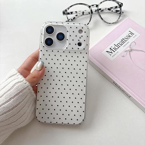 QLTYPRI Cute Phone Case for iPhone 17 Pro Max Case Polka Dot Fashion Aesthetic Design for Women Girls, Slim TPU Shockproof Protective Phone Cover for iPhone 17 Pro Max - White thumbnail 7