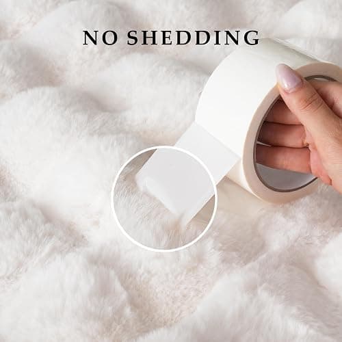 BENVWE Faux Fur Throw Blanket for Couch - Thickened Fluffy Soft Bubble Blanket for Living Room Home Decor - Mothers Day Birthday Gifts for Women Men, Cream White, 50" x 60", 1300GSM thumbnail 6