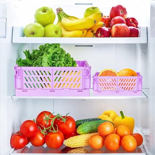 Tixill 2-Pack Mini Foldable Plastic Baskets for Organizing and Storage, Collapsible Storage Crate for Home Kitchen Bedroom Bathroom Office (9.8x6.5x3.8, Purple) thumbnail 7