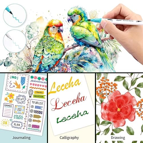 Leceha Dual Tip Art Markers Pens for Kids Adult Coloring Books Artist Fine and Brush Tip Colored Pens Water-color Pens for Journaling Note Taking Writing Planning Art Project thumbnail 4