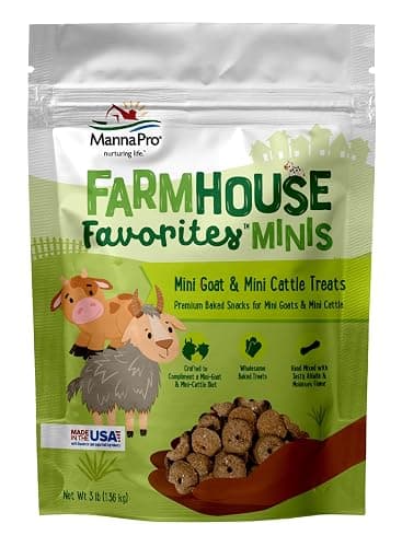 Manna Pro Farmhouse Favorites Mini Goat & Cattle Treats – Premium Baked Snacks for Mini Goats & Mini Cattle – Hand Mixed – Alfalfa & Molasses Flavored – 3lb Bag - Image 1