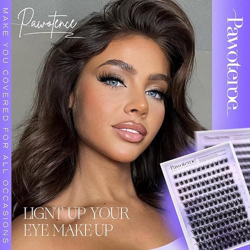 Pawotence Lash Clusters Kit Wispy Lash Extension Kit 10-18mm Cluster Eyelash Extensions Kit Individual Lashes 144pcs Eyelash Clusters with Lash Bond and Seal, Lash Tweezers for Self Use thumbnail 9