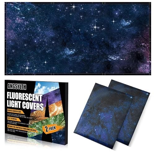 ANGSYLTH 2 Pcs Fluorescent Light Covers - 4 x 2 Feet Covers for Ceiling Lights, Magnetic Light Filters for Classroom, Office, Hospitals, Home - Starry Sky - Image 1