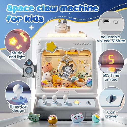 Skirfy Space Claw Machine for Kids, Mini Electronic Game Vending Machine,Candy Dispenser Game for Kids，Birthday for Girls Boys(Blue) thumbnail 4